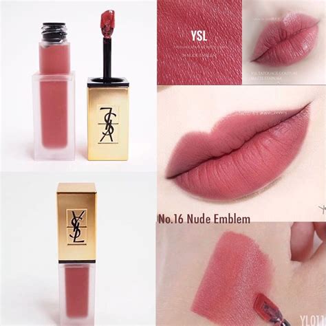 ysl tatouage liquid matte lip stain in 16 nude emblem|YSL tattoo couture liquid lip stain.